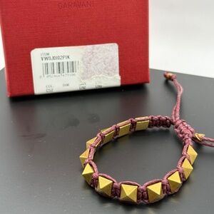 Valentino Garavani Rockstud Bracelet in Waxed Cotton and Metal